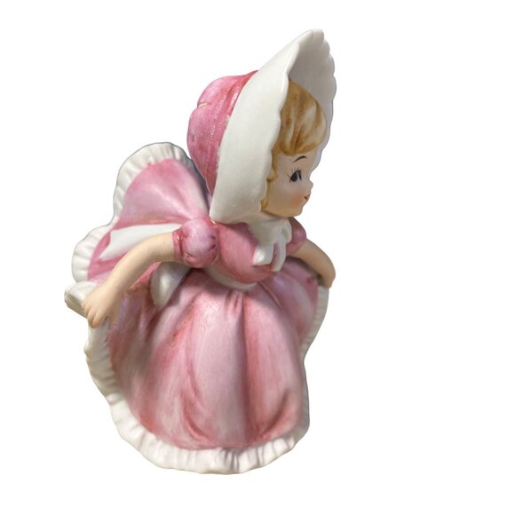 Girl with Bloomers #904 Bisque Porcelain Figurine Pink Ruffled Dress 4.5" - Picture 9 of 16